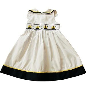 Carriage Boutique Sleeveless Nautical Dress With Smocking Size 3T NWT
